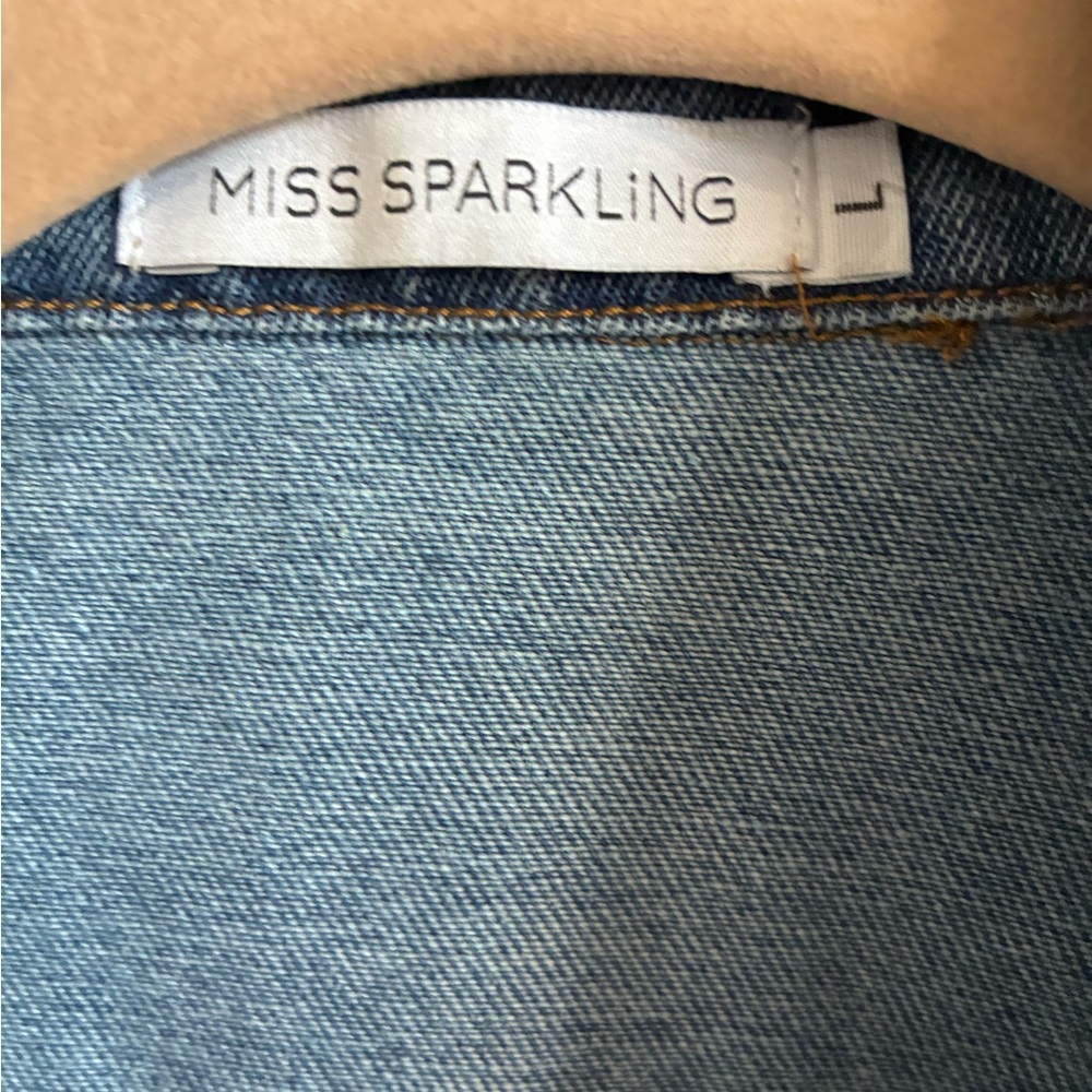 Embroidered Blue Denim Jacket - Floral Accent - Picture 3 of 6